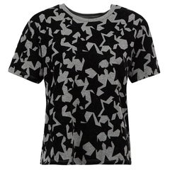 Grey & Black Star Velvet T-Shirt Size S