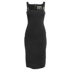 Versace X Fendi Black Jersey Sleeveless Midi Dress S