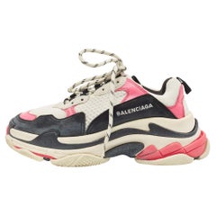 Balenciaga Tricolor Leather and Mesh Triple S Sneakers Size 39