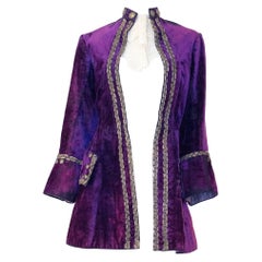 Antique Edwardian Purple Velvet Louis XIV Pirate Prince Jacket with Jabot