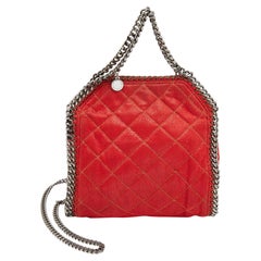 Stella McCartney Red/Gold Quilted Faux Suede Mini Falabella Tote