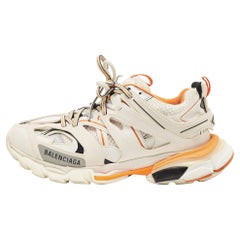 Balenciaga Off White/Orange Leather and Mesh Track Sneakers Size 39