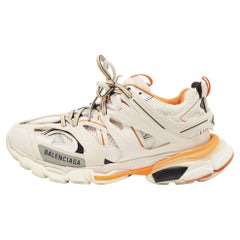 Balenciaga Off White/Orange Piel y Malla Track Sneakers Talla 39