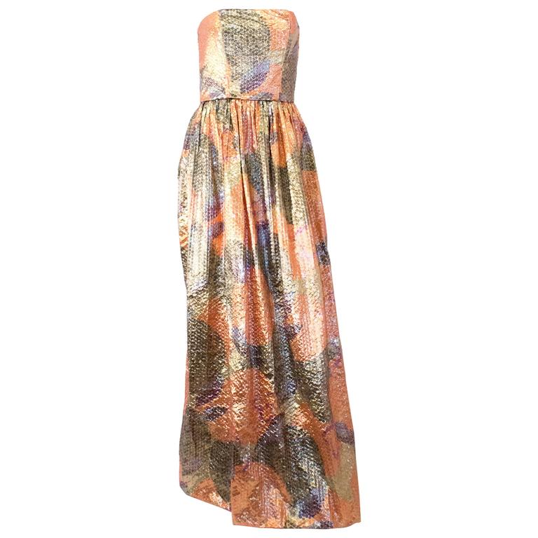 peach and silver gown