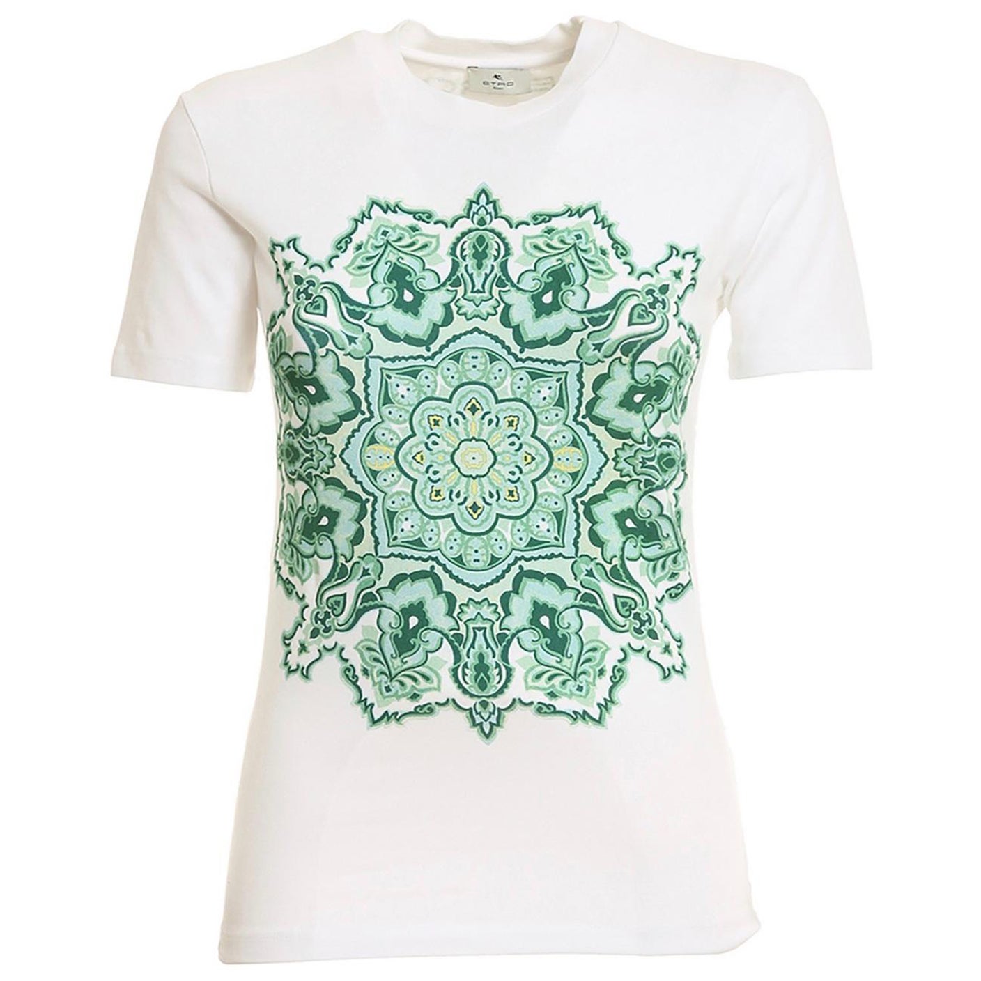 Etro Grünes Mandala Print Grafik T-Shirt Größe S NWT im Angebot