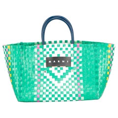 Marni Women's Green Woven Wicker Tote Bag