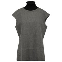 Grey Oversize Turtleneck Sleeveless Top Size M