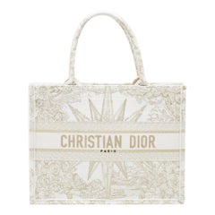 Tote media a libro in tela ricamata Rêve D'Infini bianco/oro di Dior