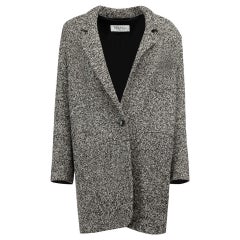 Cappotto in lana Boucle grigio lungo fino ai fianchi taglia M.