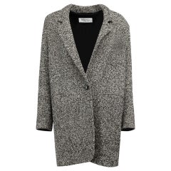 Used Grey Boucle Wool Hip Length Coat Size M