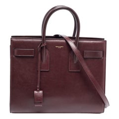 Saint Laurent Burgunderfarbene klassische Sac De Jour Tragetasche aus Leder