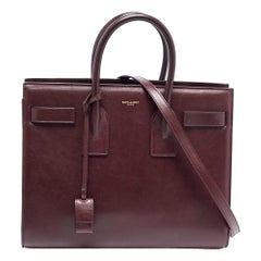 Saint Laurent Burgundy Leather Small Classic Sac De Jour Tote