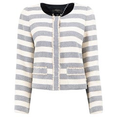Weekend Max Mara Giacca con frange a righe blu e crema taglia L