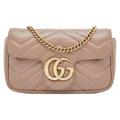 Gucci Altrosa Matelassé Leder Super Mini GG Marmont Tasche