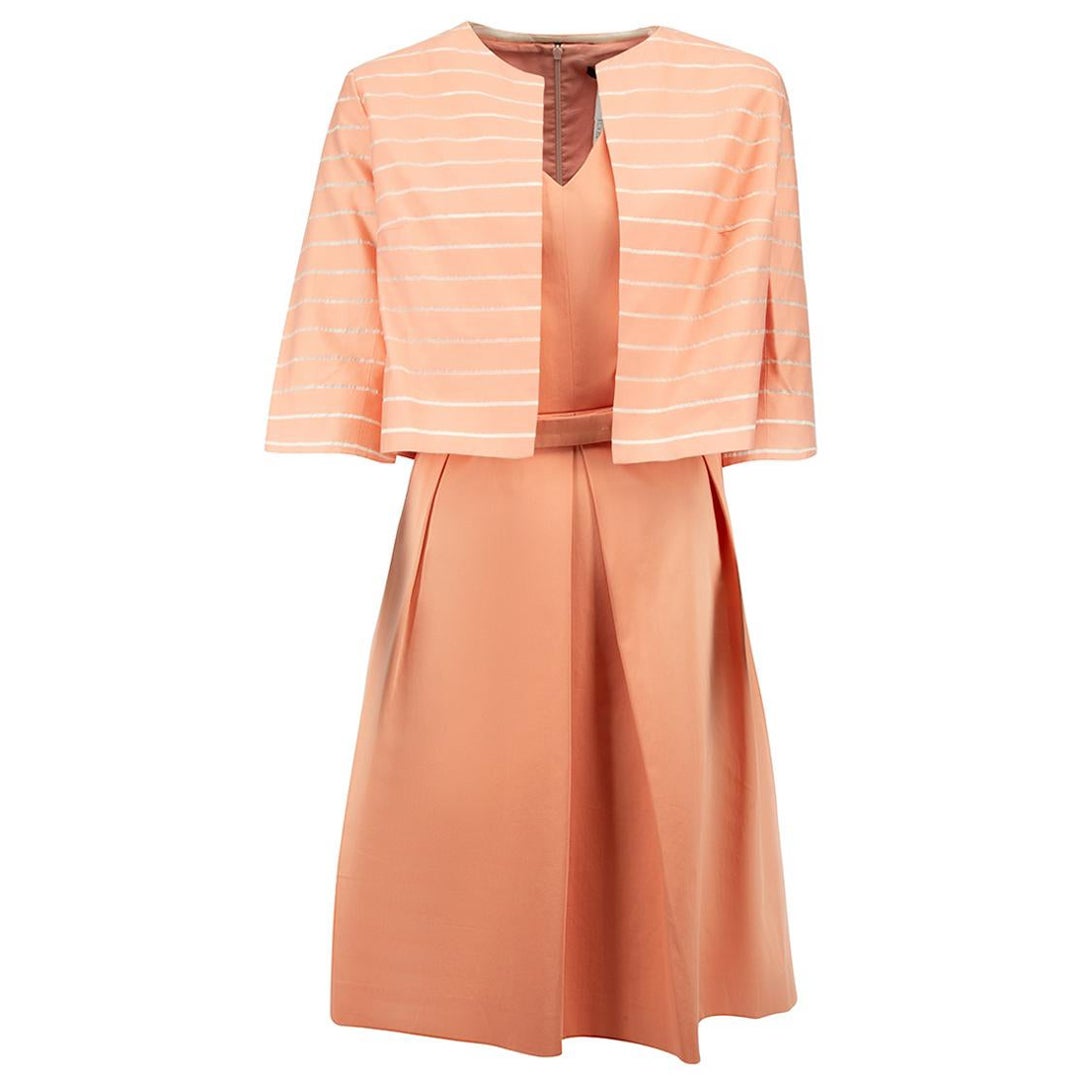 Weekend Max Mara Salmon Pink Cotton Dress with Jacket Size L For Sale