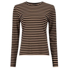 Brown & Black Striped Long Sleeve Top Size L