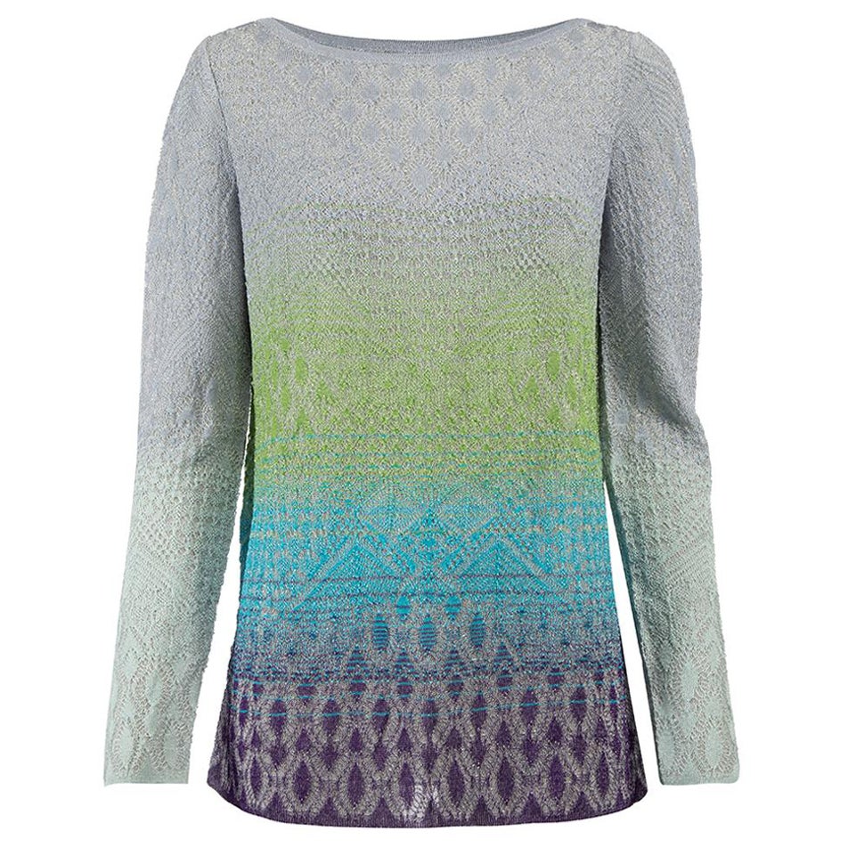 Gradient Long Sleeve Top with Shimmer Details Size XL For Sale