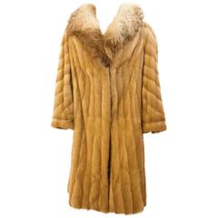 80s / 90s Mens Red Mink Full Length Coat with Red Fox Collar 6