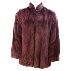 Purple Mink Bomber Fur Jacket 