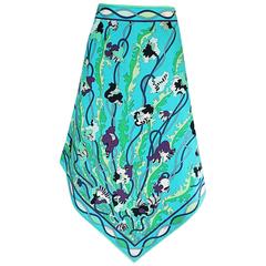 1960s Larger Cotton Turquoise Print Emilio Pucci Skirt 11