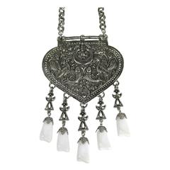 Vintage Oversized Metal 1960s Shield Necklace 9