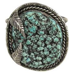 Old Pawn Navajo Sterling Sea Foam Turquoise Handcrafted cuff bracelet 9