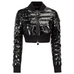 Black Cotton Cropped Puffer Jacket Size XXL