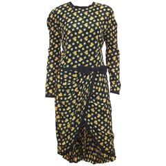 Ladylike 1980's Louis Feraud Dark Floral Dress With Micro Pleated Hem 4