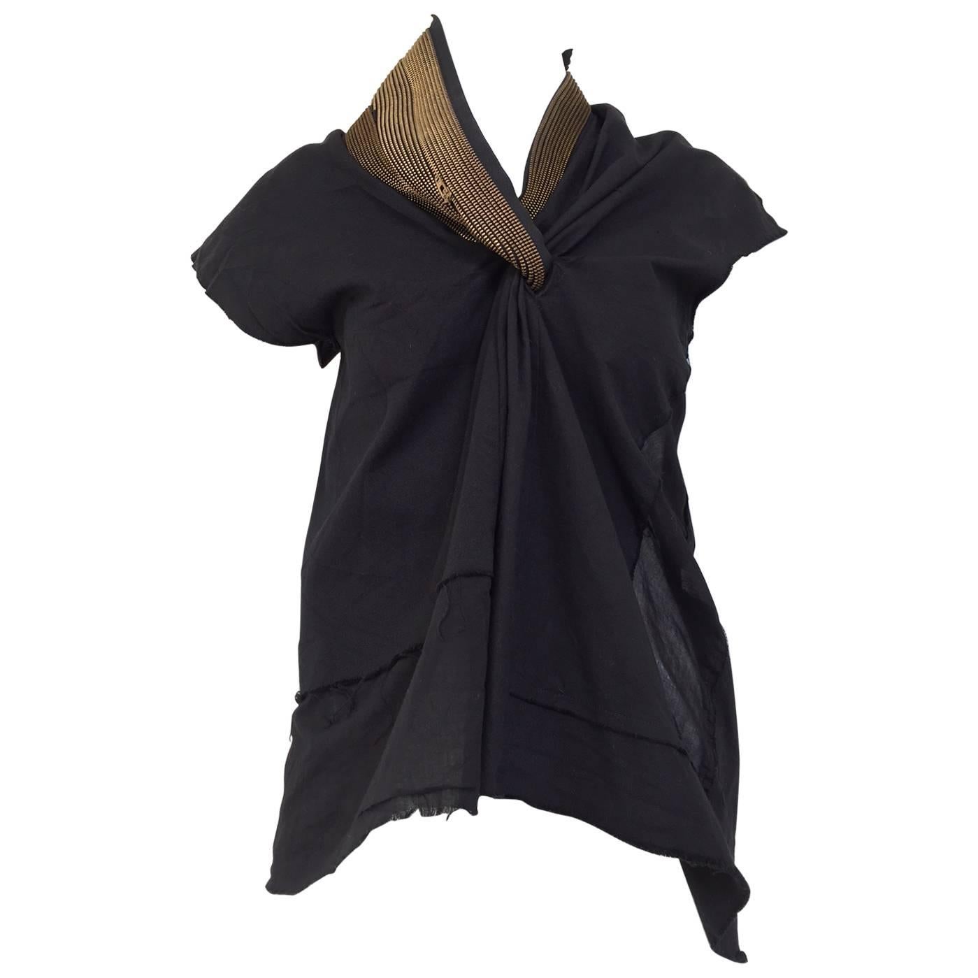 JUNYA WATANABE Black Deconstructed Cotton Blouse with Asymetrical ...