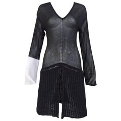 Schwarzes Gianfranco Ferre-Strick-Tunika-Top, 1980er Jahre