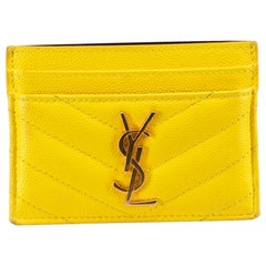Saint Laurent Women's Yellow Leather Monogram Card Holder