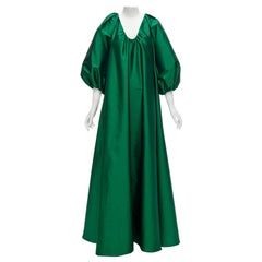 BERNADETTE green puff sleeves scoop neck raglan balloon midi dress IT36 XXS