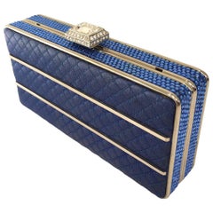 Judith Leiber blue satin evening clutch