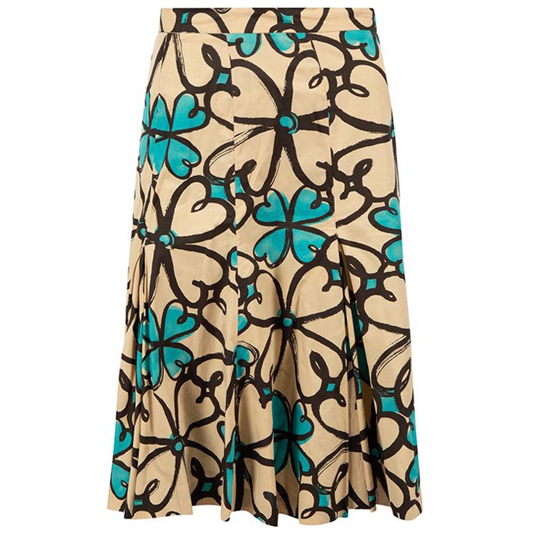 Moschino Cheap & Chic Beige Floral Print Knee Length Skirt Size L For Sale