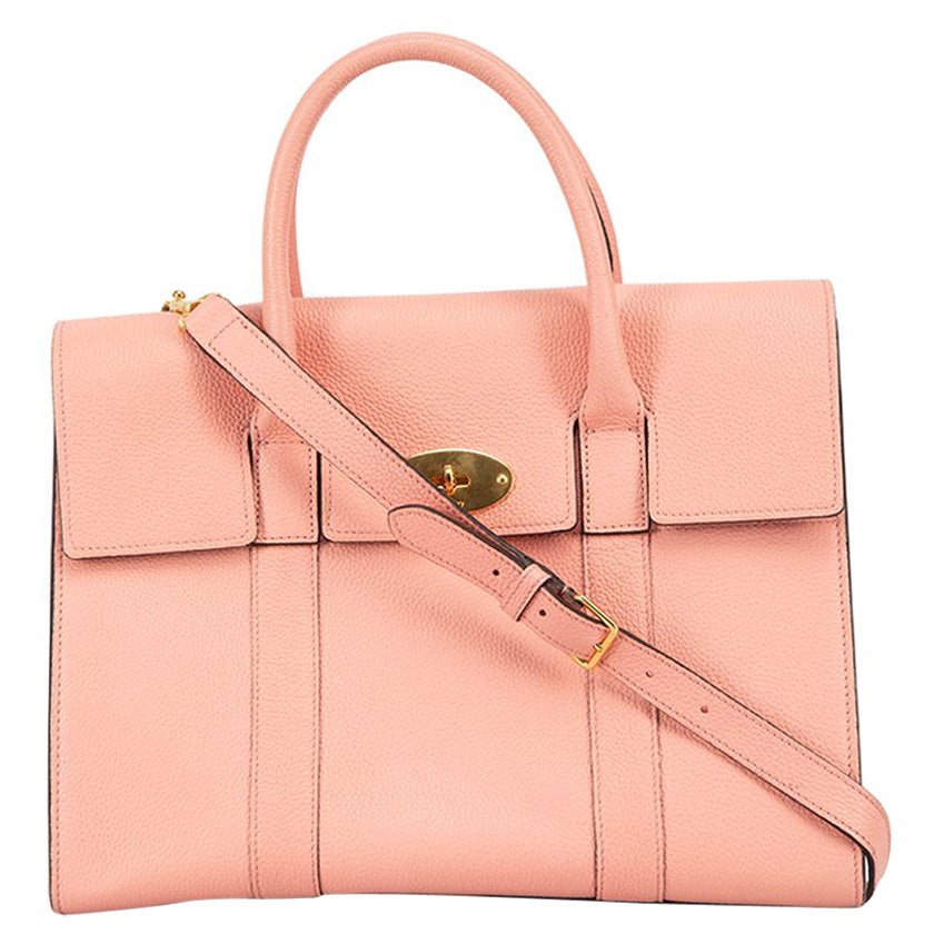 Mulberry Women's Pink Grained Leather Bayswater Handbag For Sale
