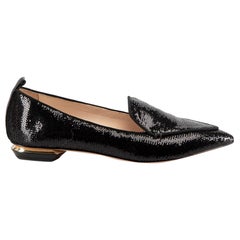 Black Sequin Pointed Toe Flat Size EU 40