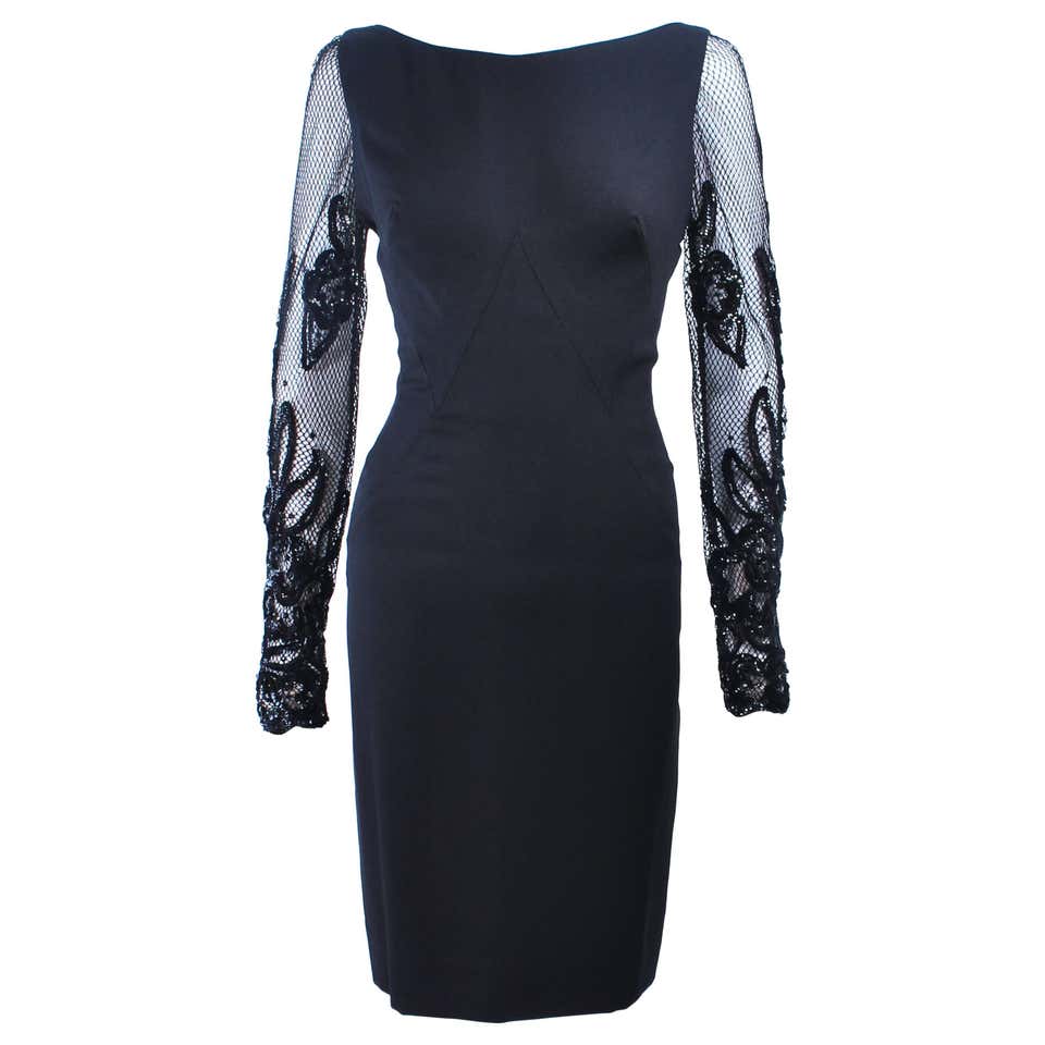 1960's Sydney North Black Crepe Cocktail Dress at 1stDibs