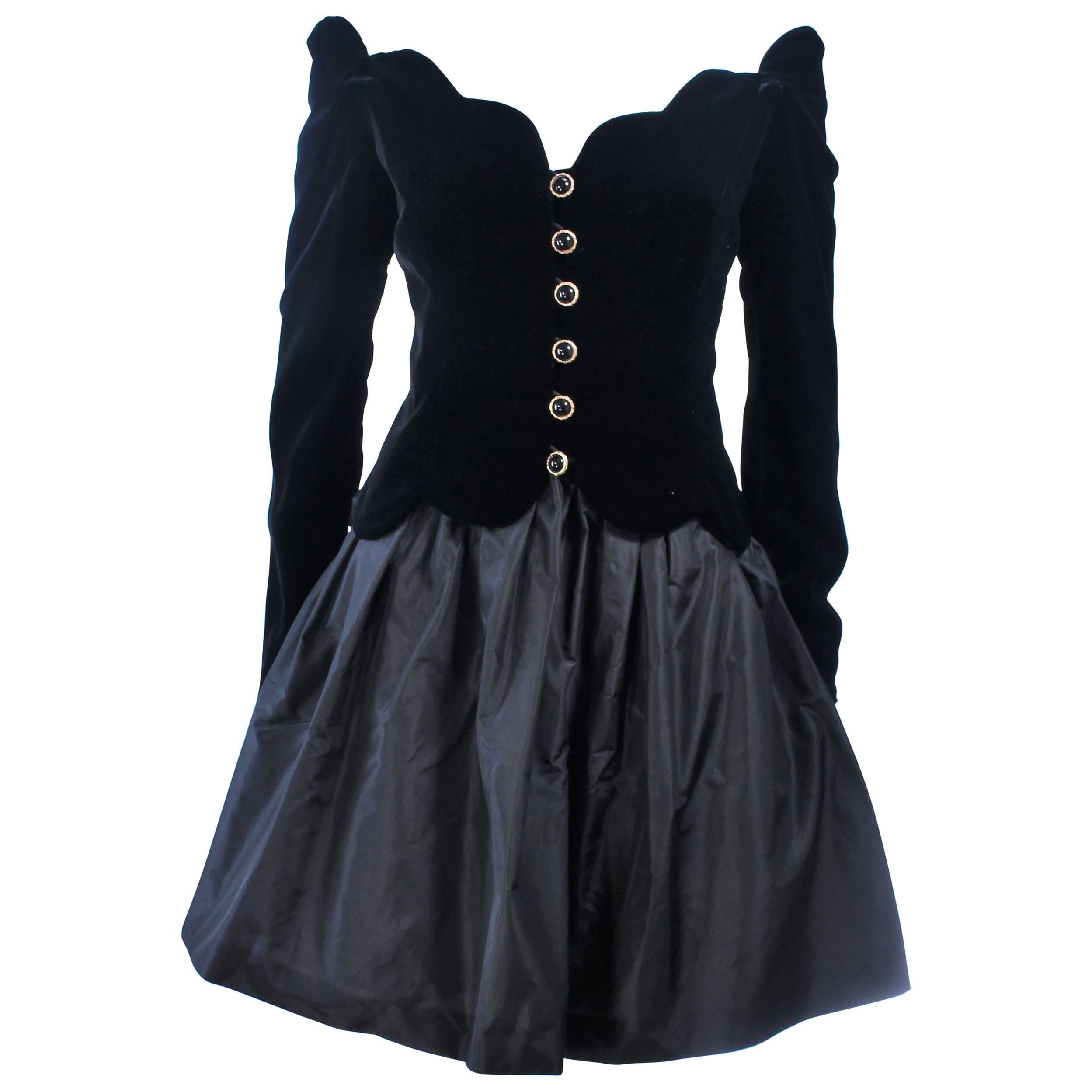 BELVILLE SASSON Velvet Skirt Evening Ensemble Off Shoulder Scallop Size 10 For Sale
