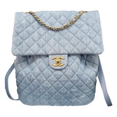 Chanel Washed Denim Quilted Large Urban Spirit Backpack