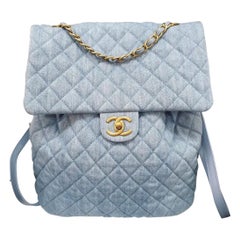 Chanel Washed Denim Quilted Large Urban Spirit Backpack 