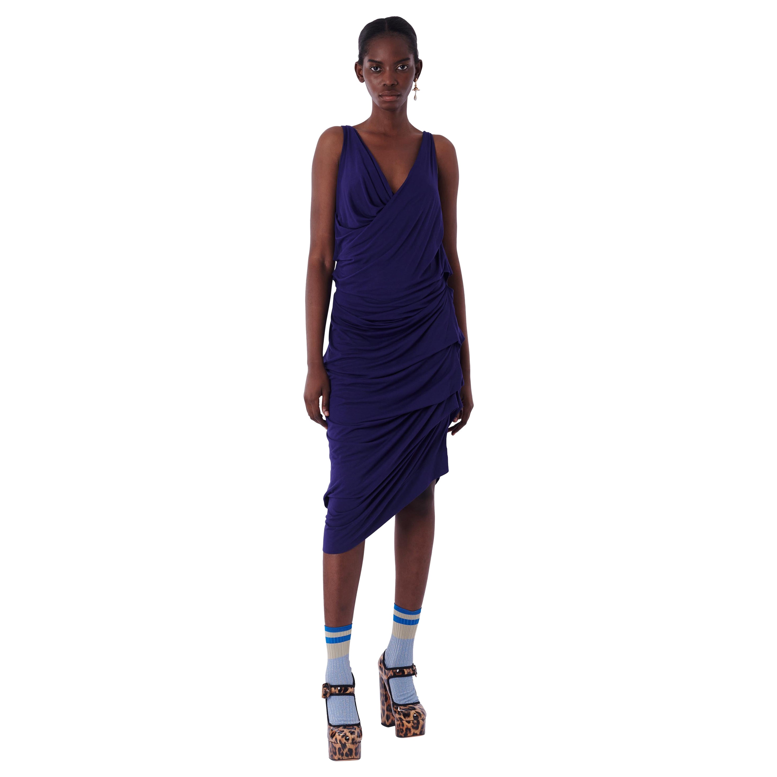Vivienne Westwood Anglomania Blue Draped Dress For Sale