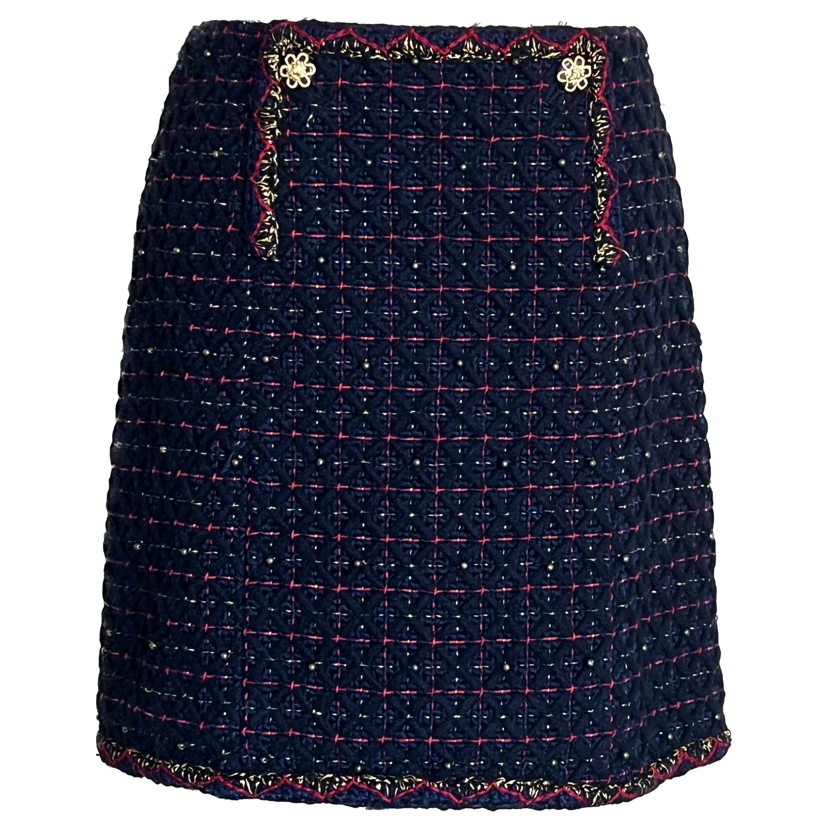 Chanel New Salzburg Collection Tweed Skirt For Sale