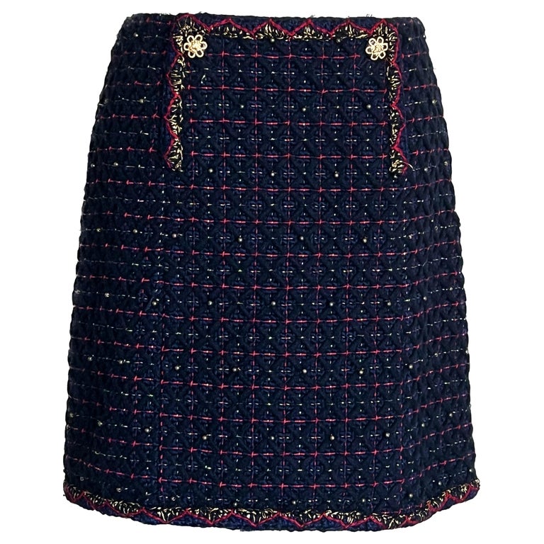 Chanel New Salzburg Collection Tweed Skirt For Sale at 1stDibs