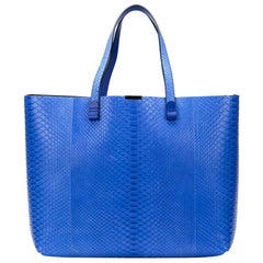 2015 Victoria Beckham Peacock Blue Python Simple Shopper