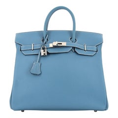 Hermes HAC Birkin Bag Bleu Jean Epsom with Palladium Hardware 32