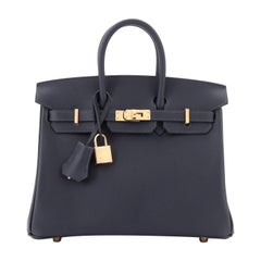 Hermes Birkin Handbag Bleu Nuit Swift with Rose Gold Hardware 25