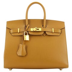 Hermes Birkin Sellier Bag Bronze Dore Madame with Gold Hardware 25