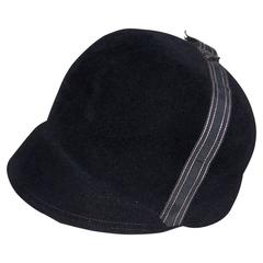 Equestrian Influenced 1960's Mod Black Wool Riding Hat