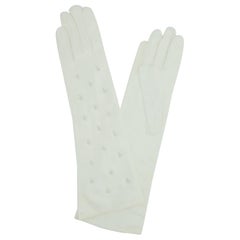 Beaded Italian White Leather Evening Gloves, 1950's
