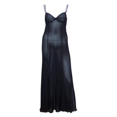 Seductive 1990's Hanro of Switzerland Black Negligee Dressing Gown